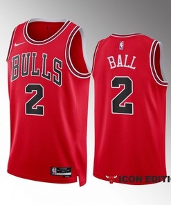 Lonzo Ball 2 2022-23 Chicago Bulls Red Icon Edition Jersey Swingman