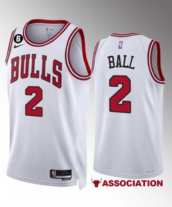 Lonzo Ball 2 Chicago Bulls White Men Jersey 2022-23 Association Edition NO.6 Patch