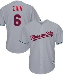 Lorenzo Cain Kansas City Royals Fashion Stars And Stripes Cool Base Player Jersey - Gray