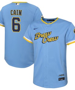 Lorenzo Cain Milwaukee Brewers 2022 City Connect Replica Player Jersey - Powder Blue Mlb