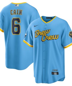 Lorenzo Cain Milwaukee Brewers 2022 City Connect Replica Player Jersey - Powder Blue Mlb