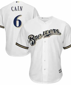 Lorenzo Cain Milwaukee Brewers Official Cool Base Player Jersey - White