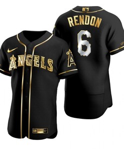Los Angeles Angels #6 Anthony Rendon Mlb Golden Brandedition Black Jersey Gift For Angels Fans