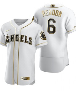 Los Angeles Angels #6 Anthony Rendon Mlb Golden Brandedition White Jersey Gift For Angels Fans