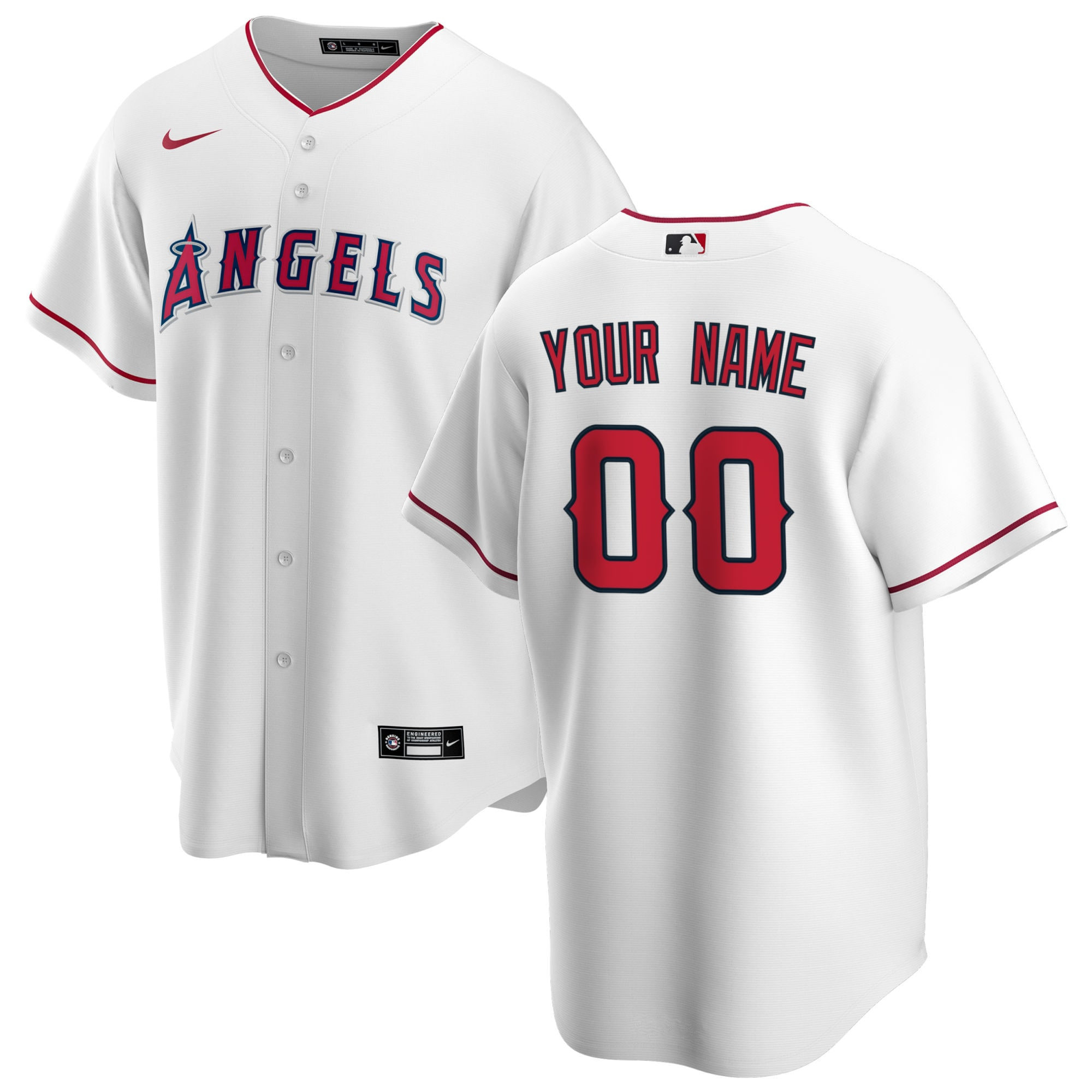 Los Angeles Angels Home Replica Custom Jersey - White Custom Jerseys Mlb