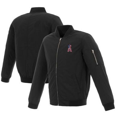Los Angeles Angels JH Design 2019 Stars and Stripes Bomber Jacket with Embroidered Logo - Black