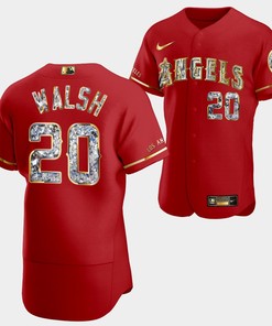 Los Angeles Angels Jared Walsh Red Jersey 20 Golden Diamond 2022-23-23 Uniform