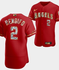 Los Angeles Angels Luis Rengifo Red Jersey 2 Golden Diamond 2022-23-23 Uniform