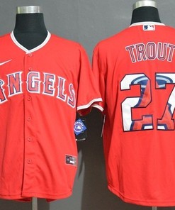 Los Angeles Angels Mike Trout #27 2020 Mlb Red Jersey