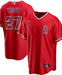 Los Angeles Angels Mike Trout #27 2020 Mlb Red Jersey
