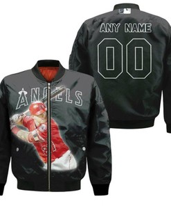 Los Angeles Angels Mike Trout 27 Black Jersey Style Gift With Custom Number Name For Angels Fans Bomber Jacket 900012442516