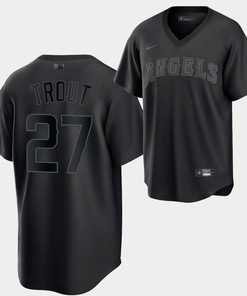 Los Angeles Angels Mike Trout Fashion 27 Black Jersey