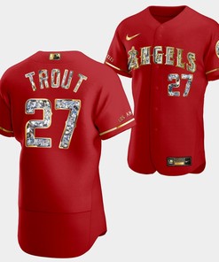 Los Angeles Angels Mike Trout Red Jersey 27 Golden Diamond 2022-23-23 Uniform