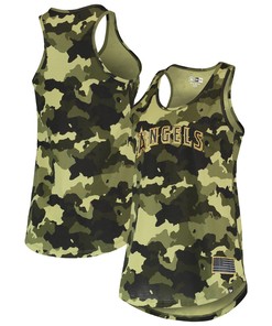 Los Angeles Angels New Era Womens 2022 Mlb Armed Forces Day Camo Racerback Tank Top - Green