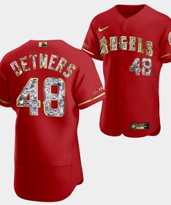 Los Angeles Angels Reid Detmers Diamond Logo Red 48 Jersey Golden