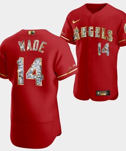 Los Angeles Angels Tyler Wade Red Jersey 14 Golden Diamond 2022-23-23 Uniform