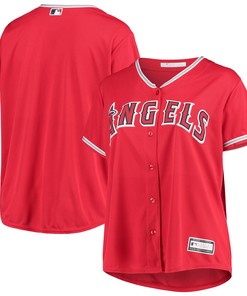 Los Angeles Angels Womens Plus Size Alternate Replica Team Jersey - Red Mlb