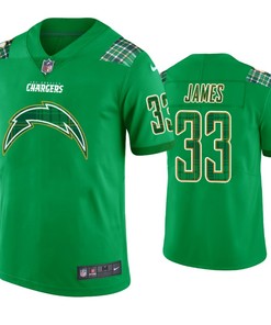 Los Angeles Chargers #33 Derwin James Jersey St. Patricks Day Kelly Green Lucky - Men