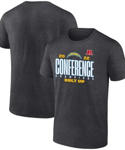 Los Angeles Chargers AFC Conference Champions Bolt Up T-shirt - Charcoal