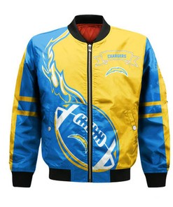 Los Angeles Chargers Bomber Jacket Flame Ball - NFL
