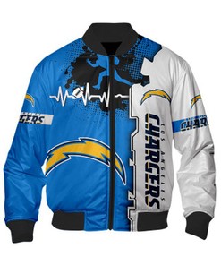 Los Angeles Chargers Bomber jacket graphic heart ECG line