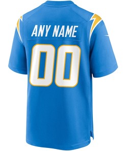 Los Angeles Chargers Custom 00 Game Jersey - Powder Blue
