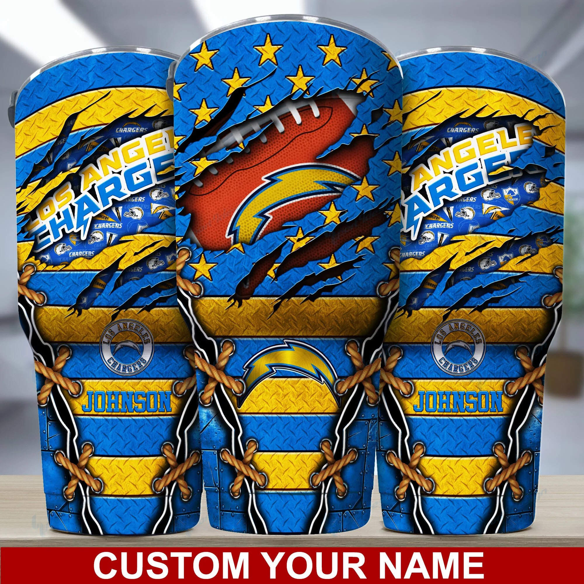 Los Angeles Chargers Custom Name Tumbler - Personalized Gift for Fans