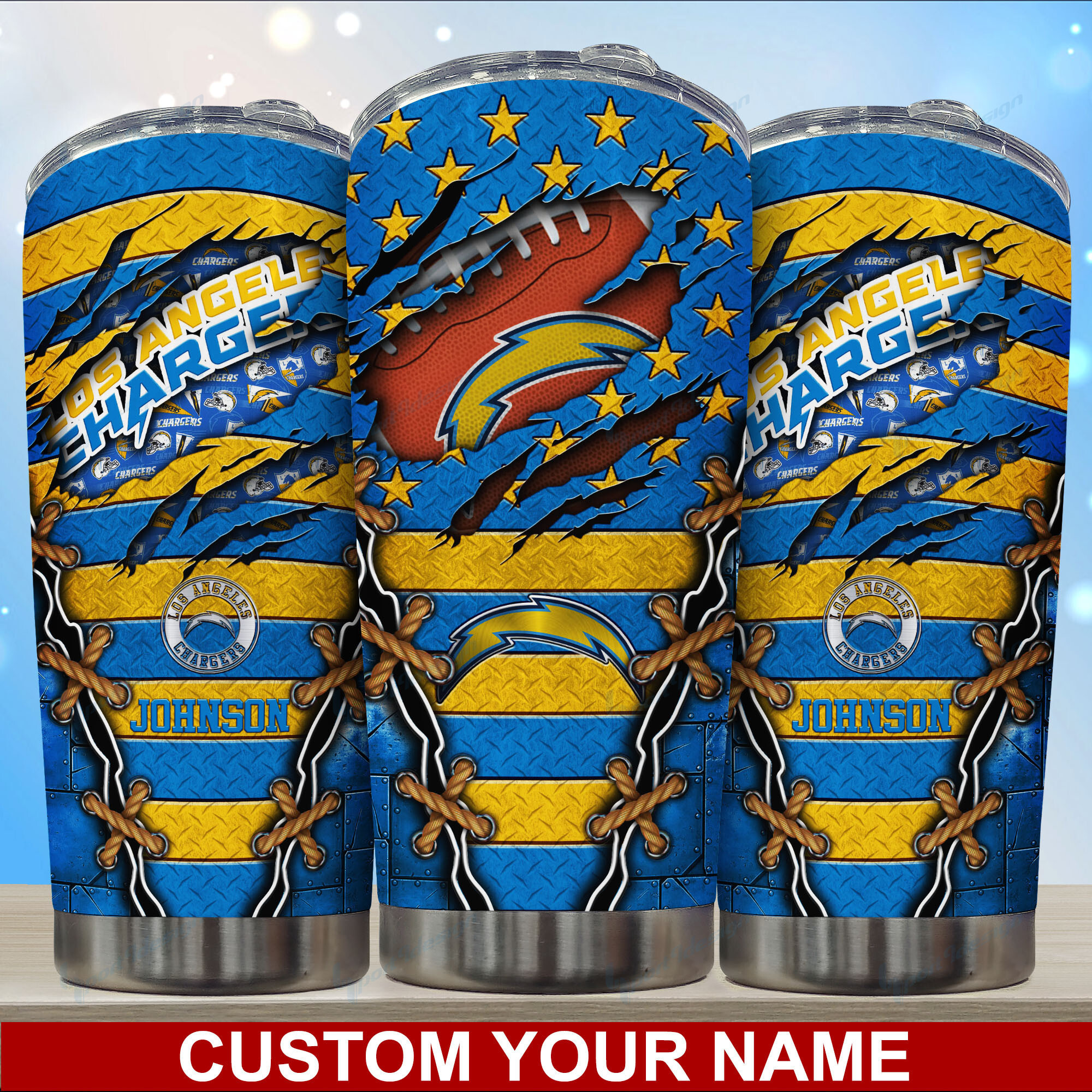 Los Angeles Chargers Custom Name Tumbler - Personalized Gift for Fans