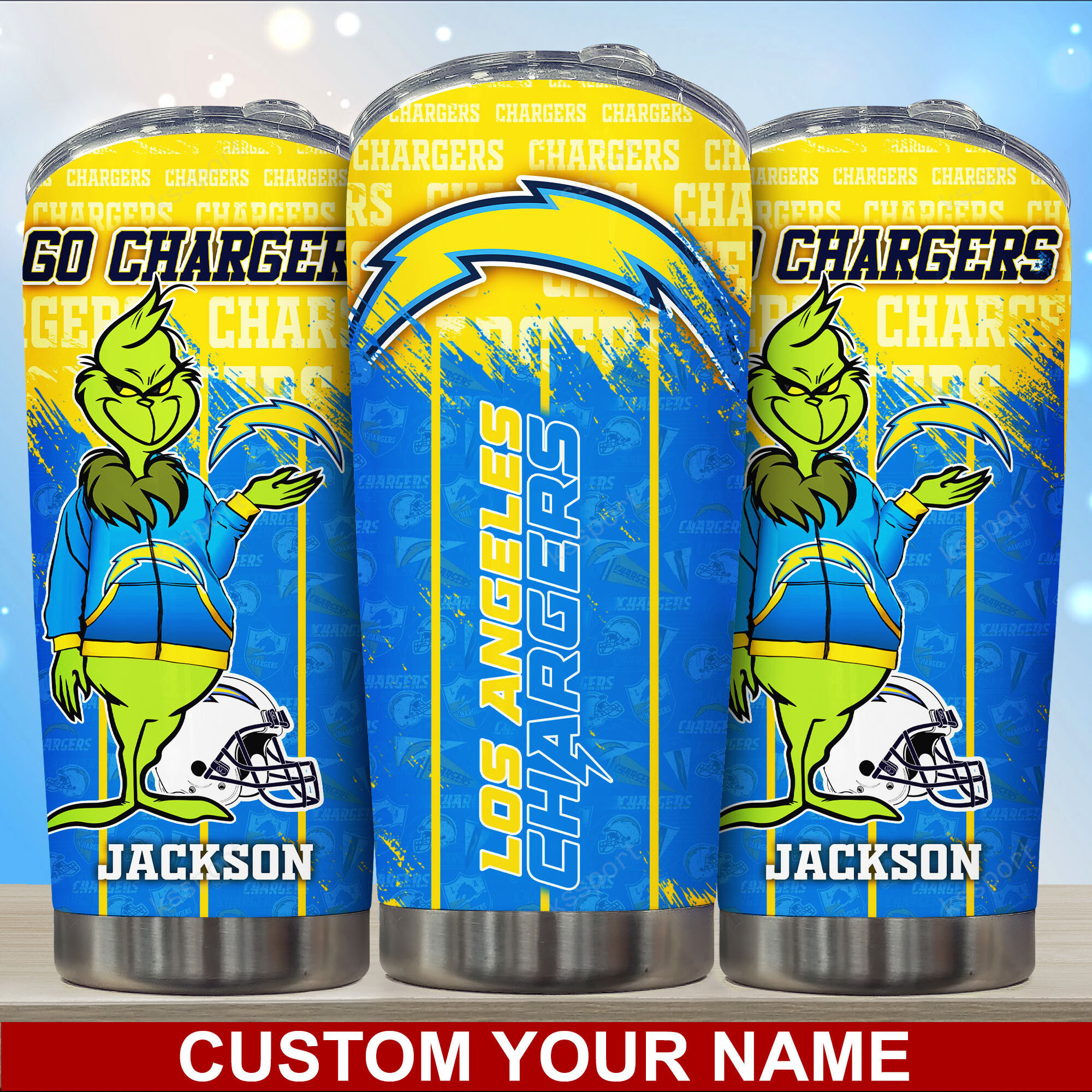 Los Angeles Chargers Custom Name Tumbler - Personalized NFL Gift
