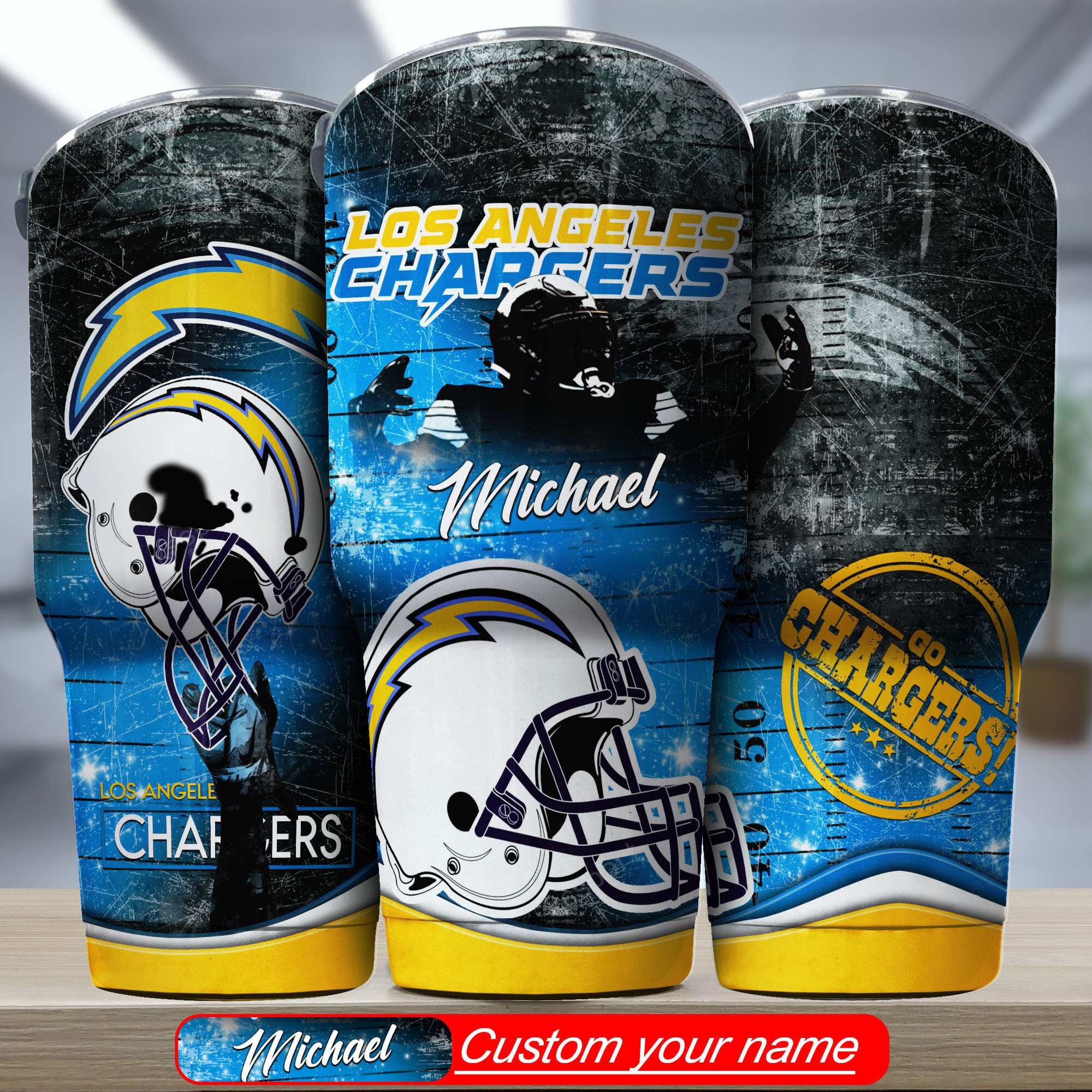 Los Angeles Chargers Engraved Tumbler - Custom Name, Durable and Stylish