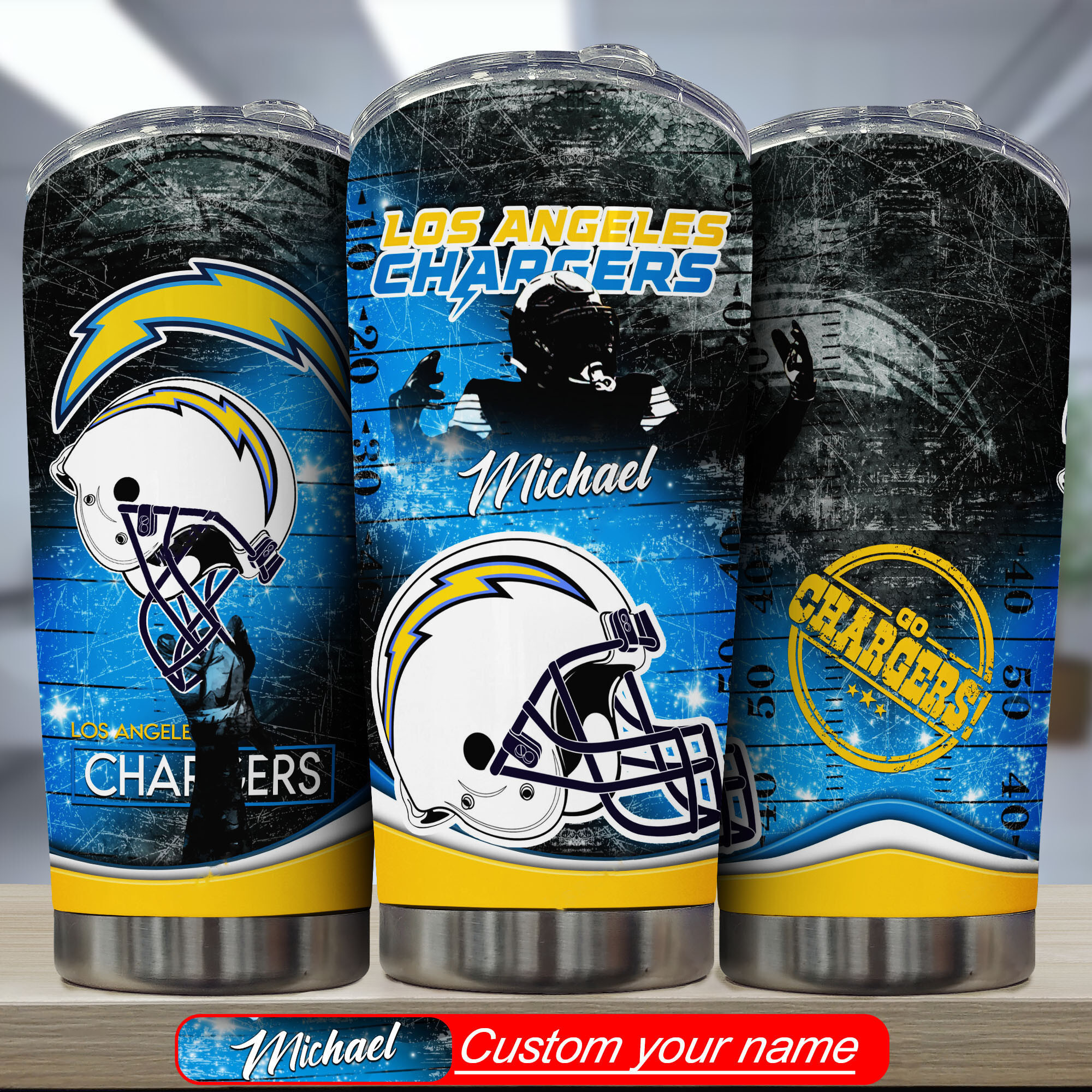 Los Angeles Chargers Engraved Tumbler - Custom Name, Durable and Stylish