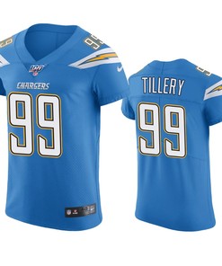 Los Angeles Chargers Jerry Tillery Powder Blue 100th Season Vapor Elite Jersey