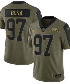 Los Angeles Chargers Joey Bosa 97 Nfl Olive 2021 Salute To Service Player Men Jersey For Chargers Fans
