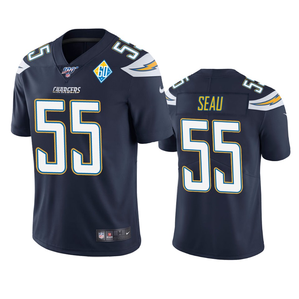 Los Angeles Chargers Junior Seau Navy 60th Anniversary Vapor Limited Jersey