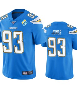 Los Angeles Chargers Justin Jones Light Blue 60th Anniversary Vapor Limited Jersey