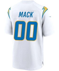 Los Angeles Chargers Khalil Mack Custom Number 00 White Alternate Game Jersey Jersey