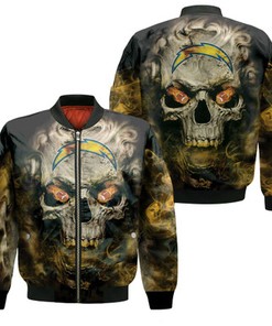 Los Angeles Chargers Skull Los Angeles Chargers 3D Jersey Bomber Jacket