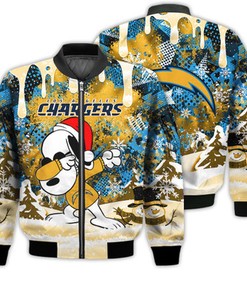 Los Angeles Chargers Snoopy Dabbing The Peanuts Sports Football American Christmas Dripping Matching Gifts Unisex 3D Bomber Jacket