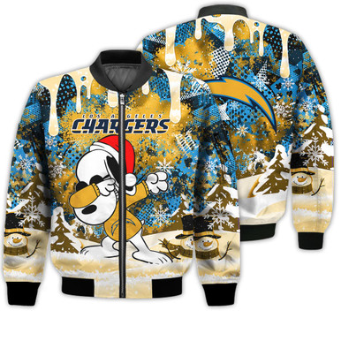 Los Angeles Chargers Snoopy Dabbing The Peanuts Sports Football American Christmas Dripping Matching Gifts Unisex 3D Bomber Jacket
