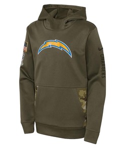 Los Angeles Chargers Youth 2022 Salute To Service Performance Pullover Hoodie - Olive