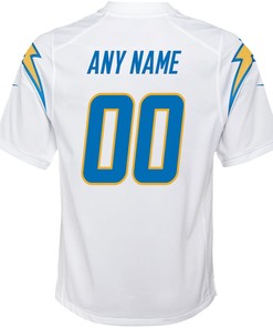 Los Angeles Chargers Youth Custom 00 Game Jersey - White
