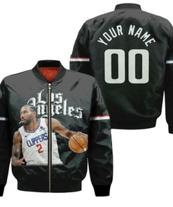 Los Angeles Clippers Kawhi Leonard 2 2020 NBA Black 3D Personalized Gift With Custom Number Name For Clippers Fans Bomber Jacket