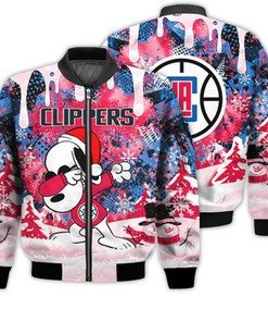 Los Angeles Clippers Snoopy Dabbing The Peanuts Sports Football American Christmas Dripping Matching Gifts Unisex 3D Bomber Jacket