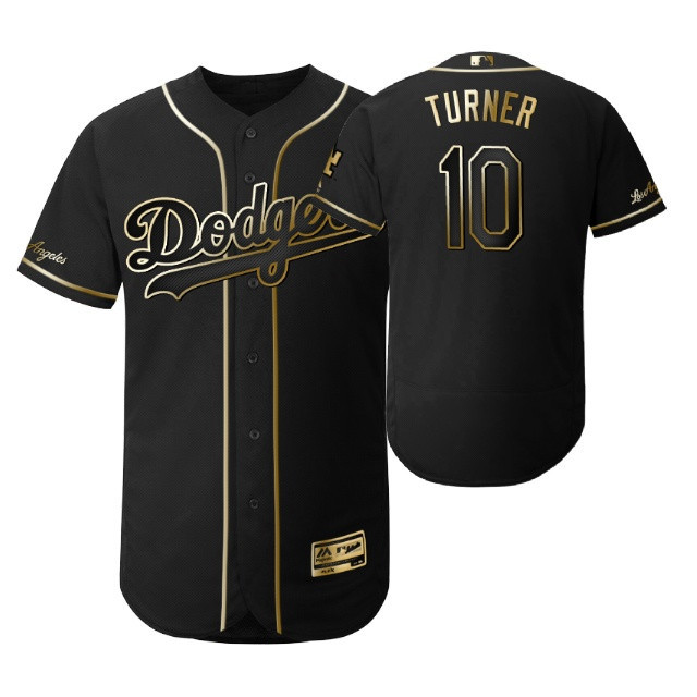 Los Angeles Dodgers #10 Justin Turner Mlb 2019 Golden Brandedition Black Jersey Gift For Dodgers Fans