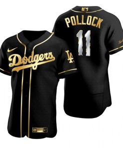 Los Angeles Dodgers #11 A.j. Pollock Mlb Golden Brandedition Black Jersey Gift For Dodgers Fans