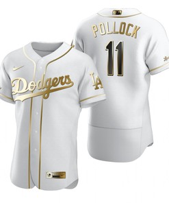 Los Angeles Dodgers #11 A.j. Pollock Mlb Golden Brandedition White Jersey Gift For Dodgers Fans
