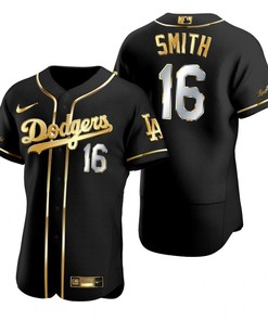 Los Angeles Dodgers #16 Will Smith Mlb Golden Brandedition Black Jersey Gift For Dodgers Fans
