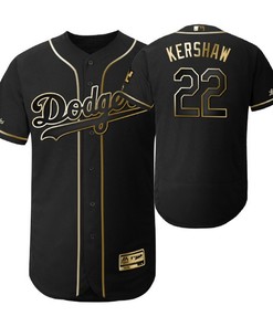 Los Angeles Dodgers #22 Clayton Kershaw Mlb 2019 Golden Brandedition Black Jersey Gift For Dodgers Fans