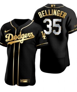 Los Angeles Dodgers #35 Cody Bellinger Mlb Golden Brandedition Black Jersey Gift For Dodgers Fans