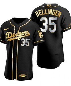 Los Angeles Dodgers #35 Cody Bellinger Mlb Golden Brandedition Black Jersey Gift For Dodgers Fans